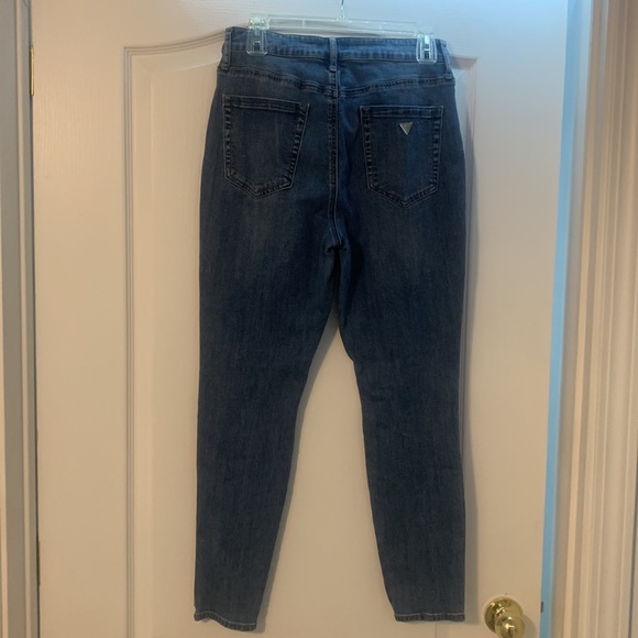 Guess Blue Skinny Denim Jeans with Red, White and Blue Stripes on Both Sides - Picture 3 of 9